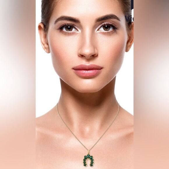 NIB KARIS African Malachite Horseshoe Pendant Necklace 20 Inches - Picture 6 of 6
